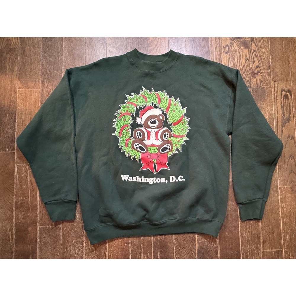 Vintage Ugly Christmas Sweater‎ Crewneck Sweatshirt Green Sz XL Washington, D.C.